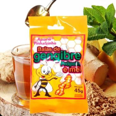 Imagem de Bala de gengibre própolis e mel 45g - apiário pinhalzinho