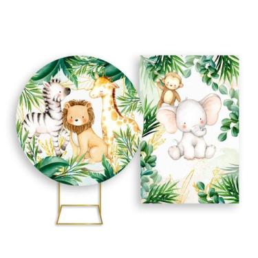 Imagem de Painel De Festa Redondo 1,50x1,50 + Painel Vertical 1,50x2,20 - Safari