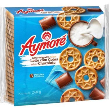 Imagem de Biscoito Amanteigado Aymoré Sabor Leite com Gotas de Chocolate 248g - 