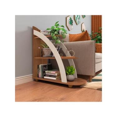 Imagem de Mesa Lateral de MDF Andes Artely, Cedro e Off White