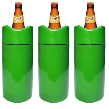 Imagem de Porta Garrafas Térmico Litrao Camisinha Para Cerveja Bar Restaurante Isopor Para Cerveja Bar Restaurante (Verde, Kit 3 Unidades)