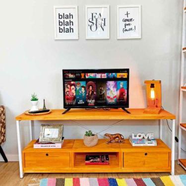 Imagem de Rack de TV Industrial de Ferro e Madeira Style Square 2 Nichos de Gave