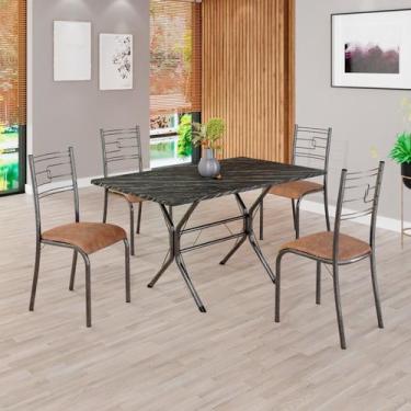 Imagem de Conjunto Sala de Jantar Mesa Retangular 120x75cm Tampo Pedra Ardósia I