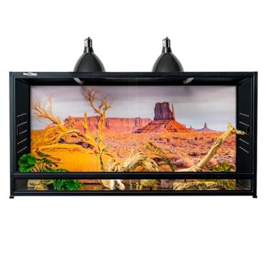 Imagem de Tanque de répteis 111 x 50 cm x 50 cm ToxiRium grande PVC para répteis 76 galões para lagartixa dragão barbudo lagarto cobra, ampla área de viveiro com trava de portas deslizantes