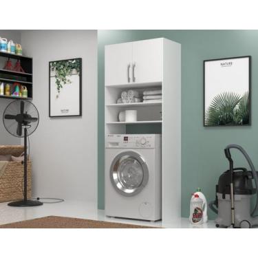 Imagem de Armário Multiuso Lavanderia 2 Portas 3 Nichos Cor Branca - Direto Sim,