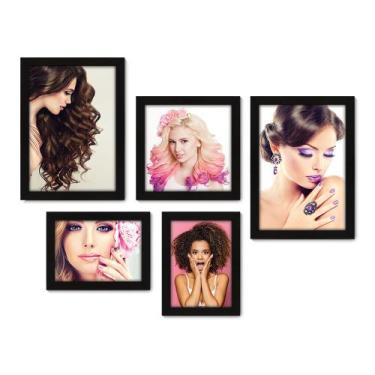 Imagem de Kit Com 5 Quadros Decorativos - Salão de Beleza - Cabelos - Unhas - Ma