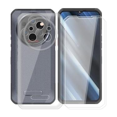 Imagem de KJYFOANI Capa Oukitel WP35 + pacote com 2 protetores de tela de vidro temperado, capa protetora de silicone macio transparente, capa traseira ultrafina antiqueda para Oukitel WP35 (6,6 polegadas) -