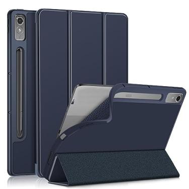 Imagem de Yiernuo Capa para tablet Lenovo Tab P12 12,7 polegadas 2023, capa traseira de TPU macio inteligente com função despertar/hibernar automaticamente, azul escuro