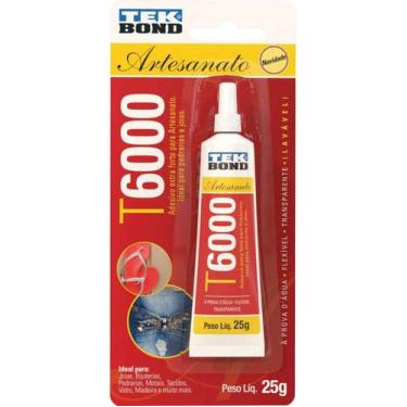 Imagem de Cola Permanente Flexível Transparente Prova DAguá T6000 25g - TEK Bond