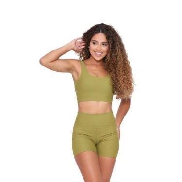 Imagem de Short Meia Coxa em Poliamida Spandex PINA - PINA Fitnesswear, G, Verde