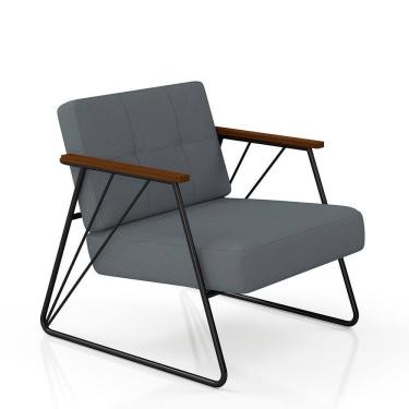 Imagem de Poltrona Estofada Columbia Estilo Industrial Preto/cinza - M.a