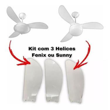 Imagem de 3 Hélice Pás Plastica Branca Ventilador Teto Ventisol Fênix
