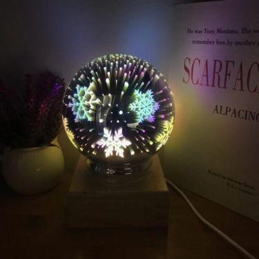 Imagem de Luminária Led Vidro Magic 3d Floco De Neve Presente Criativo - Não Inf