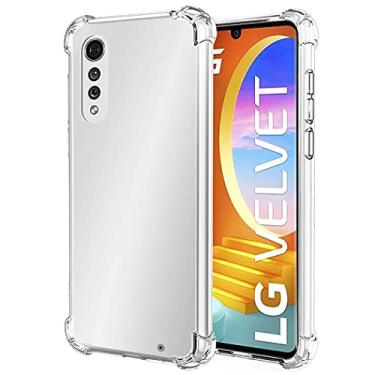 Imagem de Vokuha Capa para LG Velvet 5G, capa de veludo LG para meninas e mulheres, capa protetora de telefone traseira de borracha TPU flexível macia para LG Velvet 5G (transparente)