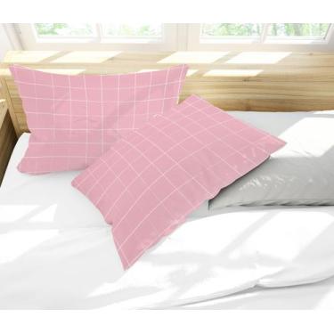 Imagem de Par de Fronhas Estampa Xadrez Irregular Rosa - Core Decore
