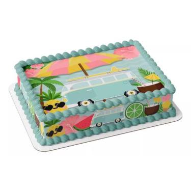 Imagem de Papel arroz e faixa para bolo festa comemoração aniversário perua tard