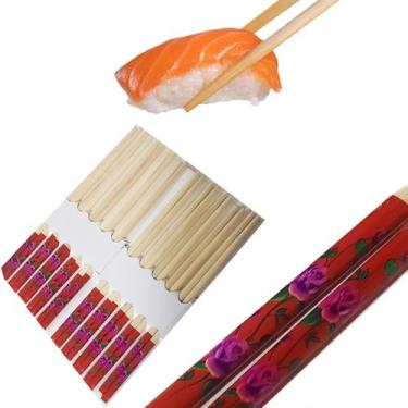 Imagem de Kit Jogo Com 10 Pares Hashi Bambu Reutilizável Espeto Oriental Grande 