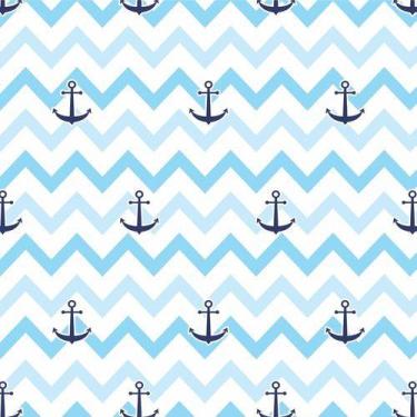 Imagem de Papel De Parede Adesivo Chevron Azul Ancora Quarto Bebê 3m - Leliz Pap