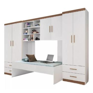 Imagem de Quarto Juvenil com 2 Guarda-roupas, Cama E Armario Aereo - Phoenix Bab