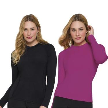 Imagem de Kit 2 Camisas Térmica Selene Segunda Pele Feminina, Preto, Rosa, G
