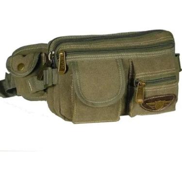 Imagem de Pochete Masculina Em Lona Forrada E Reforçada Kvn, Verde militar