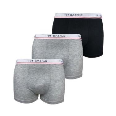 Imagem de Kit 3 Cuecas Boxers Infantil Box Algodão Cotton Conforto - Try Basics,