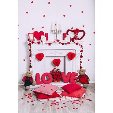 Imagem de OFILA Pano de fundo de amor 1,5 m x 2,1 m Fundo de fotografia de Dia dos Namorados Flores românticas pétalas de aniversário brinquedos de lareira para crianças cabine fotográfica de dia dos namorados fundo de vídeo