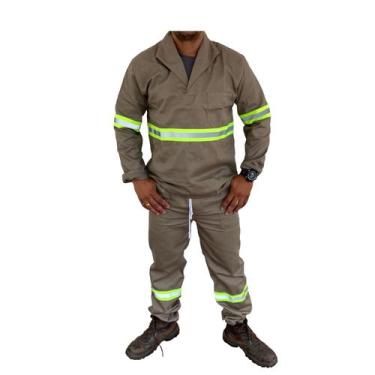 Imagem de Conjunto Brim Refletivo Manga Longa Elástico Total - EQUIVALE, P, Cinz