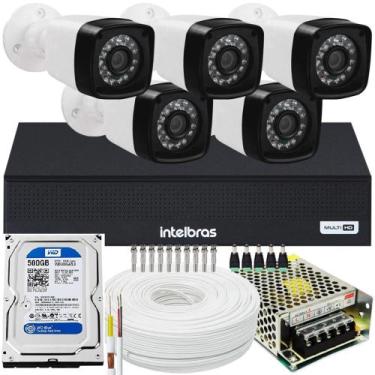 Imagem de Kit 5 cameras seguranca 2 mp Full HD dvr Intelbras 1008 500gb