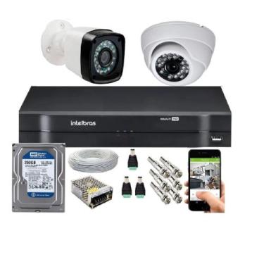 Imagem de Kit Cftv 2 Câmeras Segurança Bullet/Dome Ir Dvr Mhdx Intelbras C/Hd