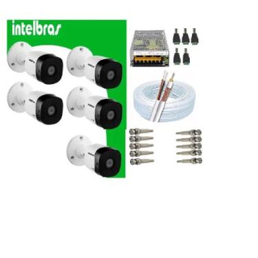Imagem de Kit 5 Câmera Intelbras C/ Infravermelho 20m Vhc 1120 B + Assessórios