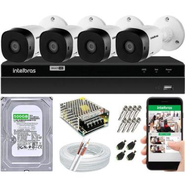 Imagem de Kit Cftv 4 Câmeras De Segurança Intelbras 1120b Multi Hd 720p e Dvr Mh