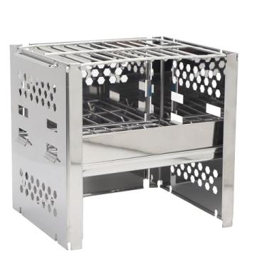 Imagem de Portão de Grelha de Aço Inoxidável, Fogão de Mochila Portátil Com Grade de Grelha Grelha de Acampamento Portátil Grelha de Acampamento Portátil Com Saco de Armazenamento para