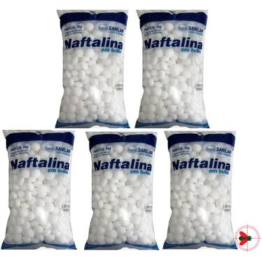 Imagem de 5 Repelentes Naftalina Anti Pragas Traças Morcegos E Pombos 1kg - Sani