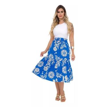 Imagem de Saia Midi Gode Cintura Alta Rodada Moda Evangelica - S13 - CLICK TUDO,