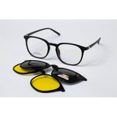 Imagem de Armação de Óculos de Grau e Sol Clip-on Masculino com 3 Lentes Filtro 