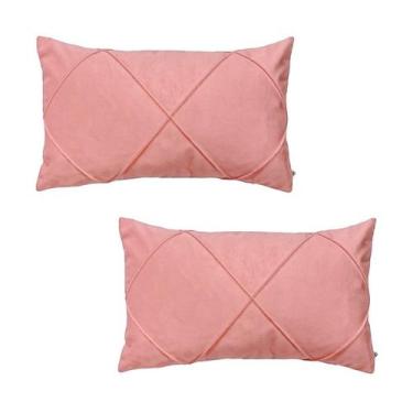 Imagem de Kit 2 Capas para Almofada Drapeada em Veludo Retangular 50x30 com Ench