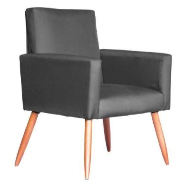 Imagem de Poltrona Decorativa Para Sala Nina Pés Palito Suede Cinza Moraes Decor