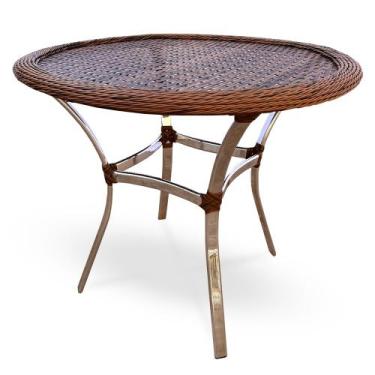 Imagem de Mesa 85cm alumínio fibra junco vime área jardim piscina varanda - ESTI