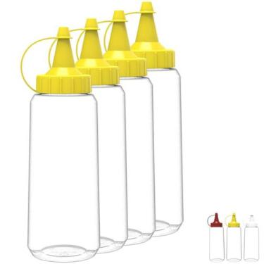 Imagem de Kit 4 Bisnagas Flexível Transparente 250ML Molho Ketchup Maionese Most