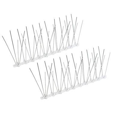 Imagem de 2 peças de espigão de pássaro cerca de pássaro espigões dissuasores de pássaros cerca repelente de pássaros cerca anti-pássaro cerca de ninho Spike tira de dissuasão de pássaros com base de plástico