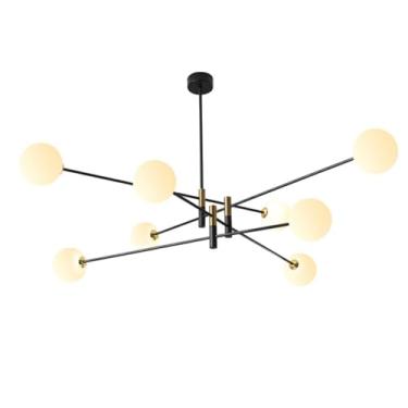 Imagem de QZGTDMYG Lustre Sputnik de 8 luzes, luz pendente ajustável moderna dourada preta industrial vintage luminária de teto para cozinha sala de estar