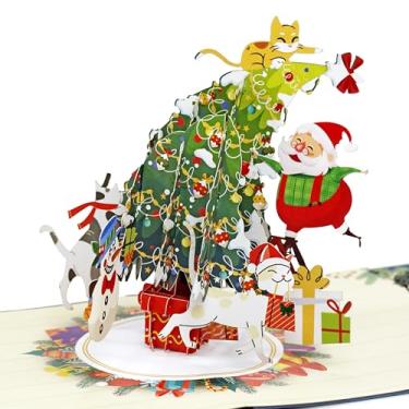 Imagem de CUTPOPUP Cartão Pop Up Feliz Natal, Natal 3D, Ano Novo, Cartão de Felicitações de Feriado (Árvore de Natal com Papai Noel)