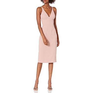 Imagem de Dress the Population Vestido feminino Lyla liso sem mangas justo midi bainha, Blush, M