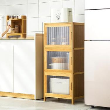 Imagem de Armário de armazenamento de cozinha, armário de despensa, armários independentes, aparador com portas, prateleira de armazenamento de cozinha para temperos, panelas e frigideiras, armário para