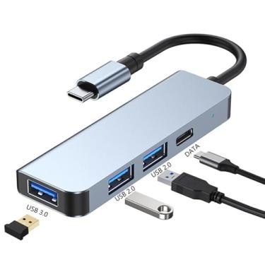 Imagem de Hub USB C para MacBook Pro/Air, adaptador multiportas USB C para USB de super velocidade 4 em 1 com 3 portas USB e 1 porta USB-C de dados/PD para MacBook Pro/Air, iMac, Dell XPS, Lenovo Thinkpad
