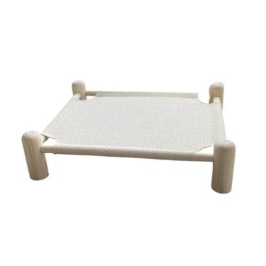 Imagem de Cama de gato de madeira para animais de estimação cama de cachorro de madeira sólida cama de acampamento fora do chão ninho de gato pode ser desmontado rede lavada(Style1,M60 48)
