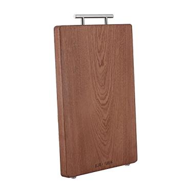 Imagem de Tábua de corte de cozinha Vomeko, tábua de corte de madeira, tábua de cortar dupla face antibacteriana, com alça, alças embutidas, charcutaria e corte ideais para carne, (Quadrado)