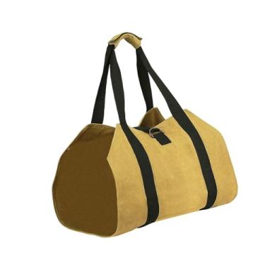 Imagem de Gralara Suporte para lenha, suporte para lenha, equipamento para lareira, bolsa para toras, para pesca, mochila, viagem, fogueira, Amarelo