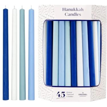 Imagem de The Dreidel Company Deluxe Tapered Pastel Blue and White Hanukkah Menorah Candles for All 8 Nights of Chanukah